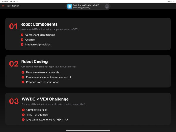 研AR App助VEX機械人初學者輕鬆入門 香港中學生Micah Chen奪Apple Swift Student Challenge 2025獎項