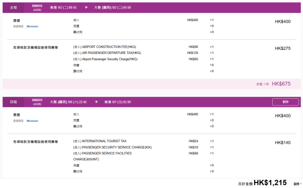 樂桃航空大阪機票快閃優惠每程0起!來回連稅最平千二元起 不收燃油附加費