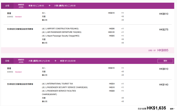 樂桃航空大阪機票快閃優惠每程0起!來回連稅最平千二元起 不收燃油附加費
