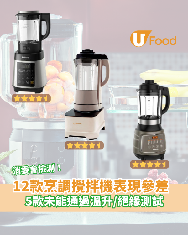 12款烹調攪拌機表現參差／5款未能通過溫升或絕緣測試 消委會最高評分名單一覽