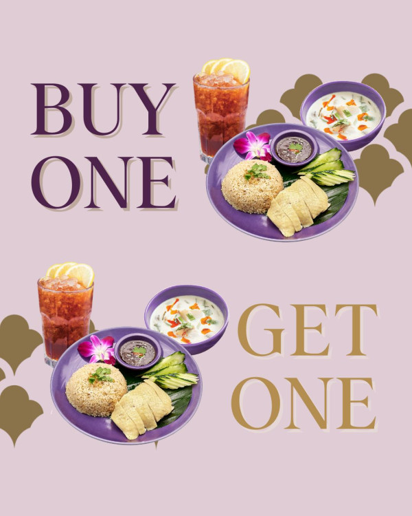 連鎖泰菜海南雞飯買一送一！加推$10原隻香茅燒雞／贈送4杯生啤