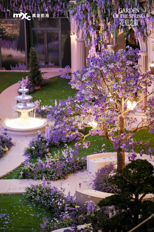 深圳萬象前海推「花庭之敘」 藍花楹仿真花/浪漫純白小屋/噴水池 打卡必去！ 