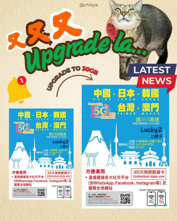 中日韓台澳五地上網年卡免費升級！5G 高速流量激增 20%！