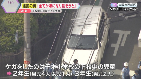 無業日男駕車無差別撞向小學生 被捕後供稱：對一切感到厭煩 