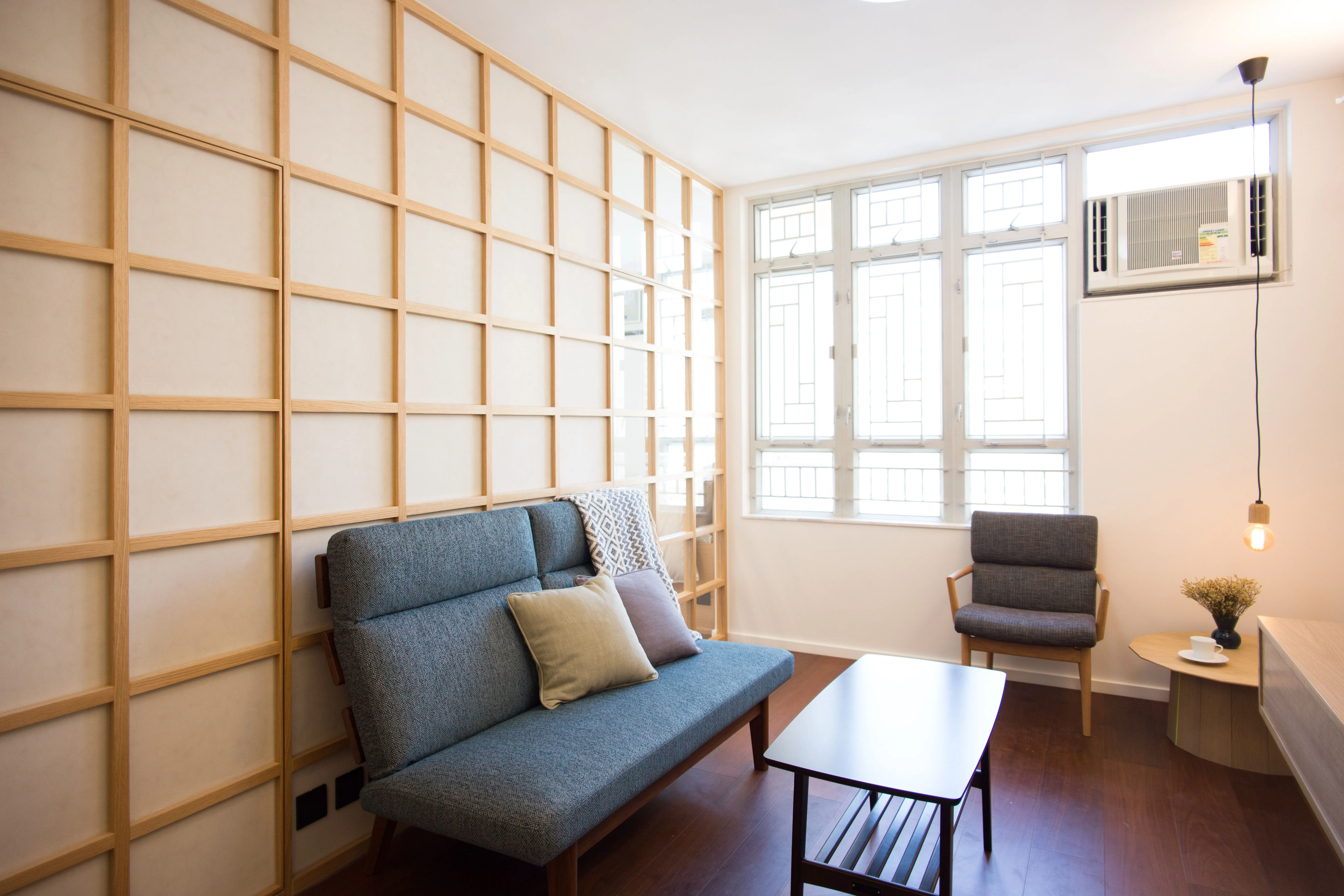 居屋裝修｜新蒲崗390呎居屋變身日式家居 仿日式屏風特色牆 原木風簡約明亮