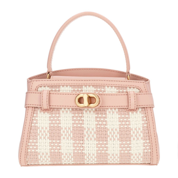 Aubrielle Checkered Top Handle Bag - Light Pink HK$599