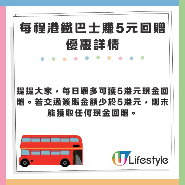 交通優惠｜港鐵巴士慳錢攻略！日日搭車賺$5回贈 只需符合1條件