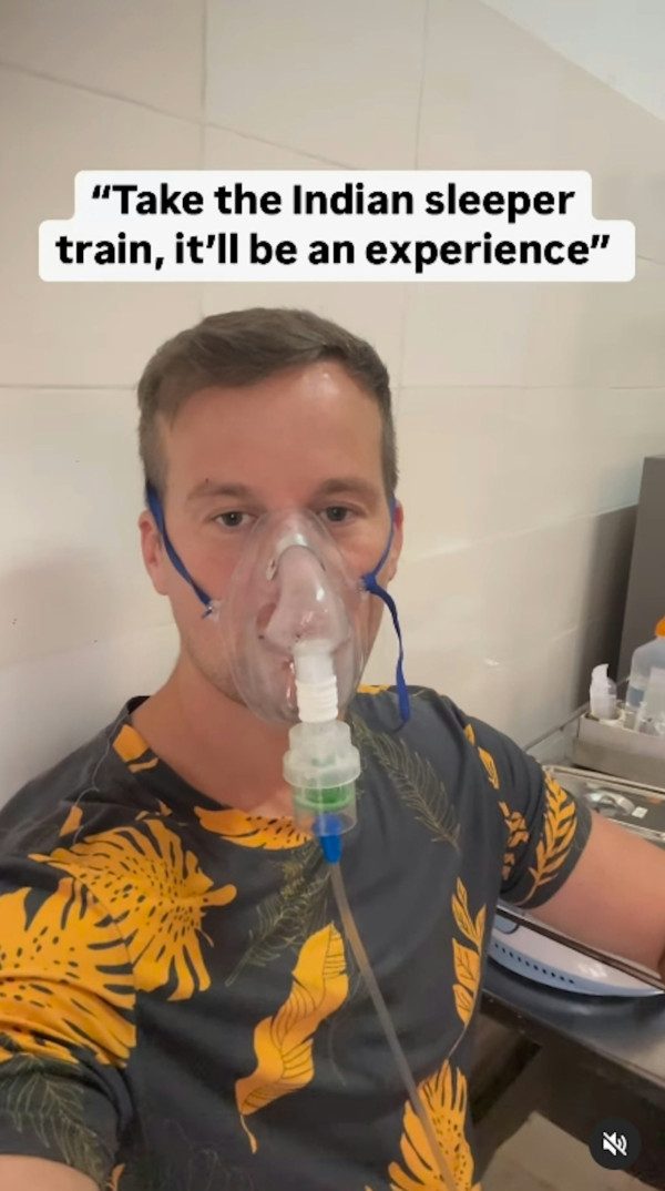 旅遊達人印度搭火車患呼吸感染 嚴重到要戴氧氣罩 形容如置身屍堆中 