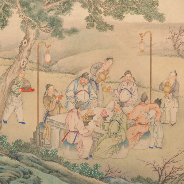 丁觀鵬（活躍於1726–1770年）|夜宴桃李園圖（局部）|清（1644–1911年）|紙本設色手卷|© 故宮博物院