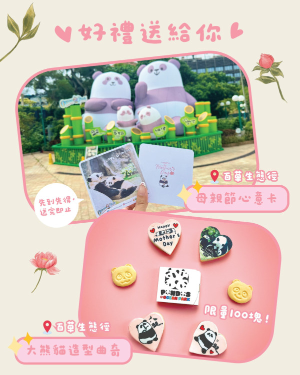 海洋公園一連2日母親節活動！免費派特別版心意卡/大熊貓造型曲奇