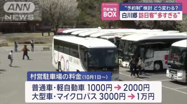 日本白川鄉遊客過多 正考慮增設「旅遊巴士預約制」最快明年開始實施