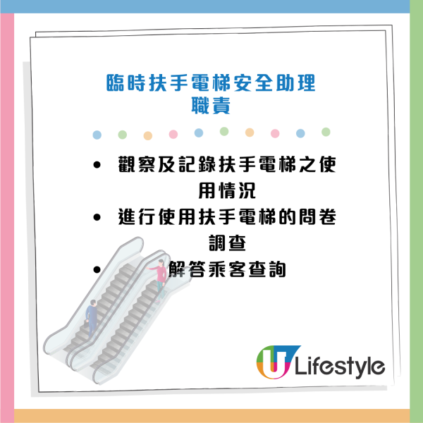 港鐵招聘扶手電梯安全助理/督導員！兼職時薪達$93！負責指導乘客正確使用扶手電梯