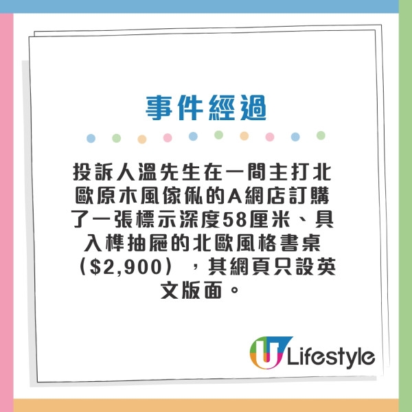 消委會買傢俬｜近$3千訂北歐風書枱包裝寫簡體中文 訂造梳化尺寸出錯商家拒重造