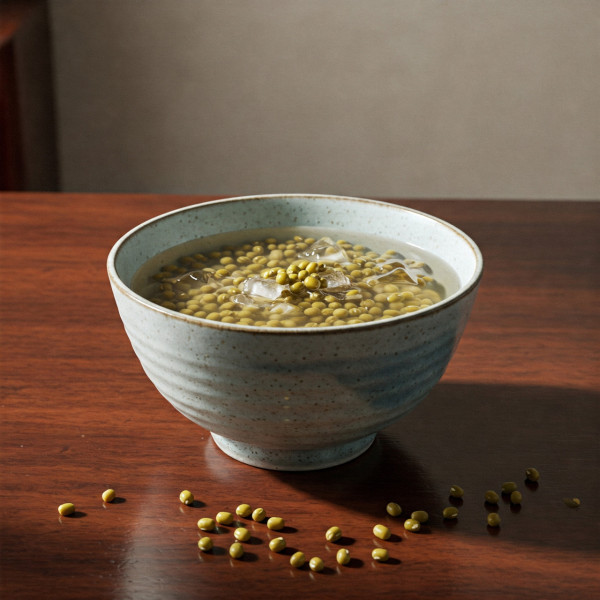 綠豆蜂蜜水有清熱解毒、消暑利水功效。（AI製圖）
