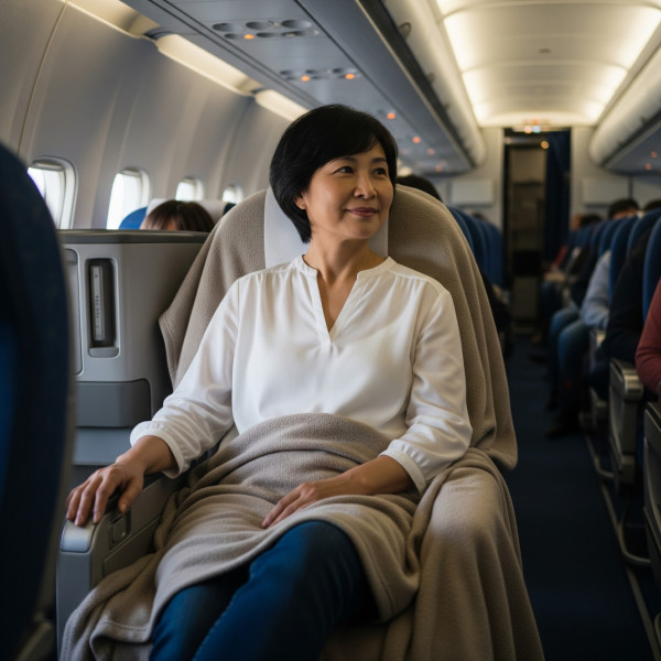 習慣用毯子覆蓋座椅，當作椅套坐。（AI製圖）