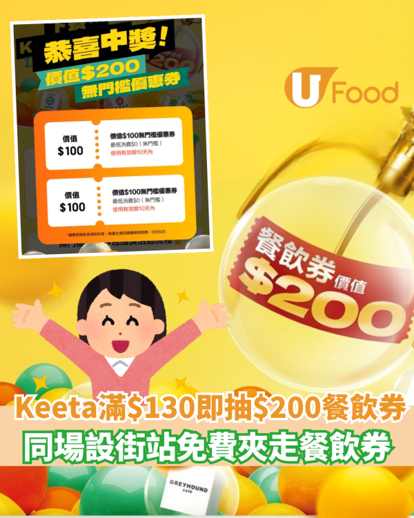 Keeta免費拎高達$200 餐飲券   同場設街站夾走$100無門檻券餐飲券