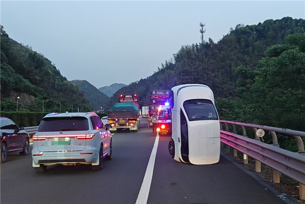 新車高速公路「跳車」直立式跌落路肩 企定定似藝術品