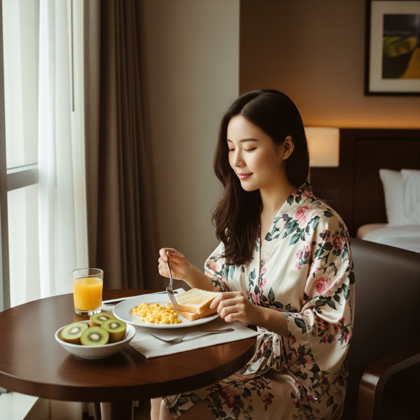 早餐時食奇異果，能幫助緩解便秘問題。（AI製圖）