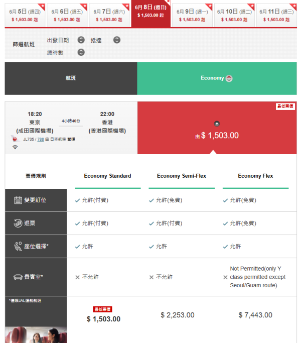 日本航空限時機票優惠!東京來回票價千八元起包2件23kg行李+免費WiFi