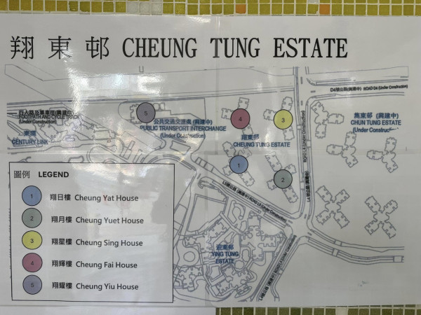 東涌新公屋翔東邨周圍環境平面圖。圖片來源：FB@東涌翔東邨街坊互助群