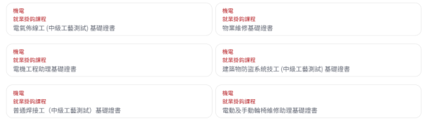 部分就業掛鈎課程（圖片來源：僱員再培訓局）