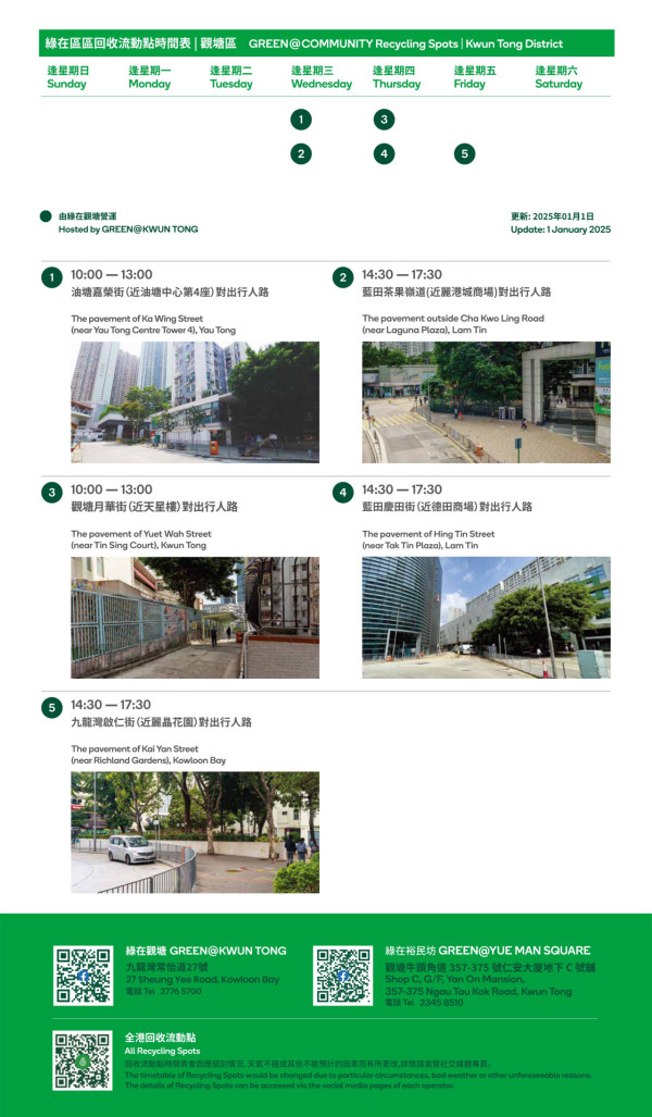 觀塘區回收流動點（圖片來源：綠在區區）