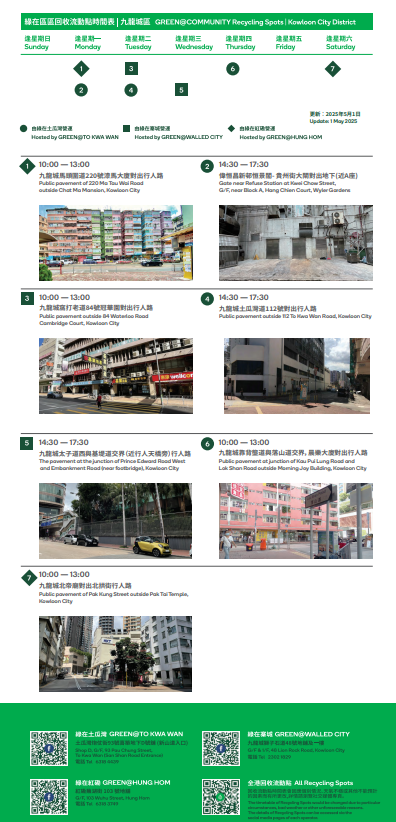 九龍城區回收流動點（圖片來源：綠在區區）
