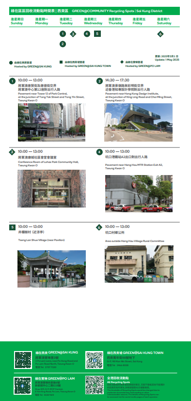 西貢區回收流動點（圖片來源：綠在區區）