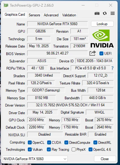 ASUS TUF Gaming RTX 5060 8GB OC 評測！新一代 1080p 電競高性價比之選！