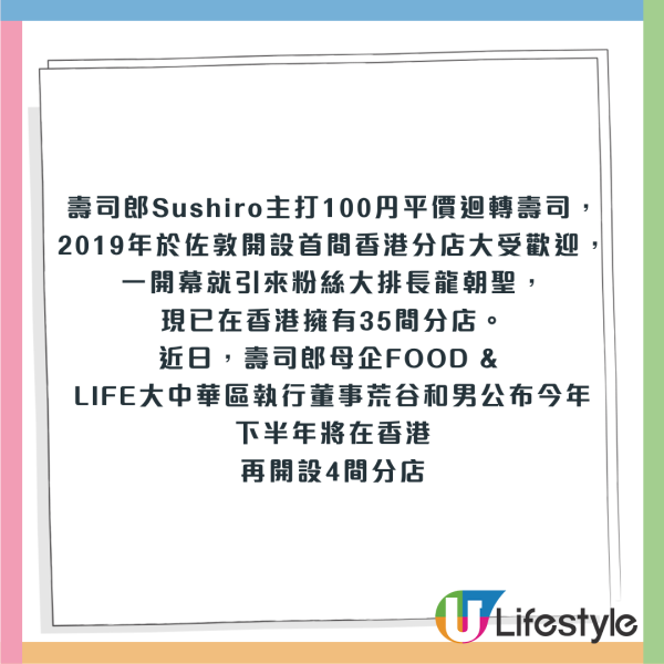 壽司郎新分店！大埔區開設第二間分店 附預計開幕時間/全港分店地址