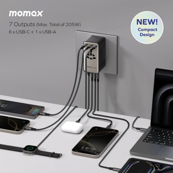 新品登場｜Momax 205W GaN旅行充電器及 PinBuzz Find My防盜警報器陪你安心遊世界