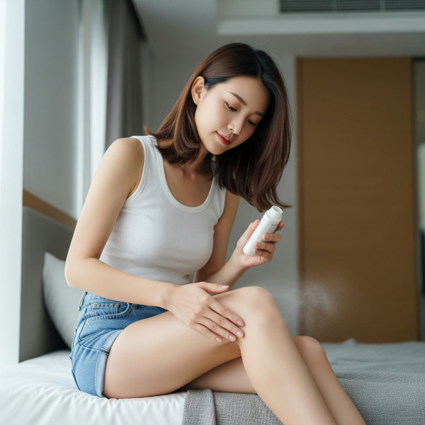 只要把爽身粉隨意抹在身上，如頸、耳背、腋下、陰部、腳掌等，即可吸走身上的油脂，而且令自己身體帶有一股清香味。（AI製圖）