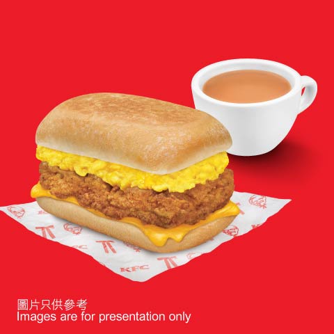 上午11時前$27醬燒雞扒蛋意式包/家鄉雞扒蛋意式包配熱飲