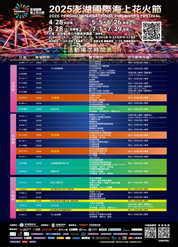 2025澎湖花火節表演嘉賓（圖片來源：Facebook@澎湖國際海上花火節）