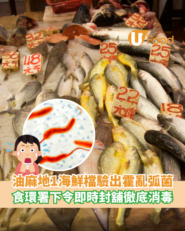 油麻地1海鮮檔驗出霍亂弧菌 食環署下令即時封舖徹底消毒