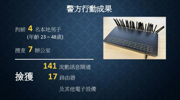香港新加坡警方聯手搗破詐騙集團涉案億元 1880萬狂掃電話卡港租7單位用「貓池」扮香港打出