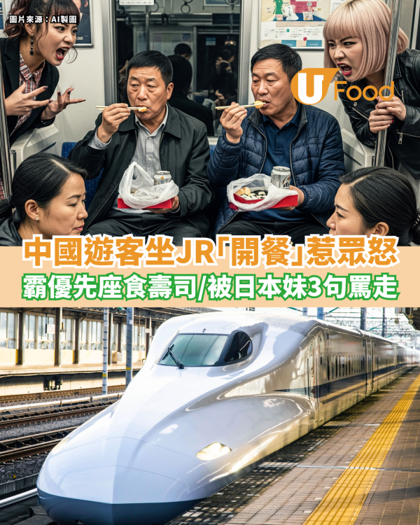 中國遊客坐日本JR「開餐」惹眾怒 霸佔優先座食壽司／被日本妹3句罵走