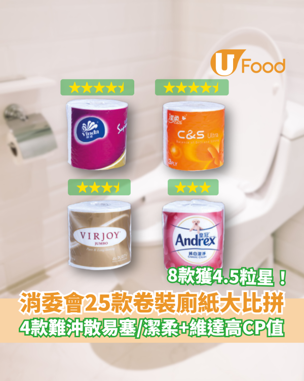 消委會廁紙25款大評測！4款難沖散易淤塞／潔柔、維達性價比高／附高分名單