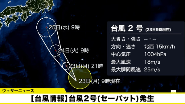 颱風「聖帕」已形成！ 即睇三大颱風預測路徑 東京料有暴雨
