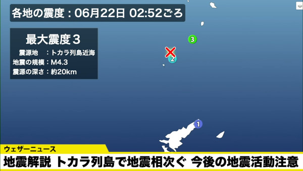 日本地震｜日本鹿兒島近海三日錄得近200次地震 氣象台呼籲近期要小心強震 