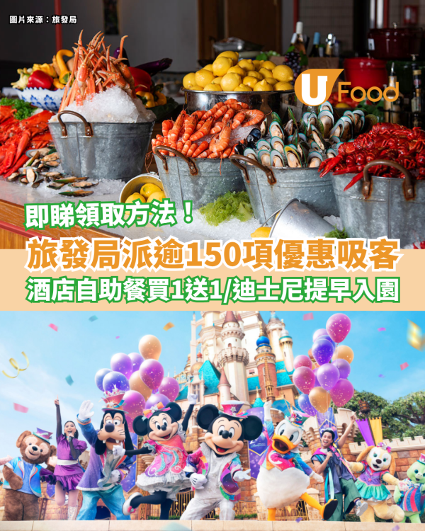 旅發局大派逾150項優惠吸客 自助餐及連鎖餐廳買1送1／迪士尼提早入園／即睇領取方法