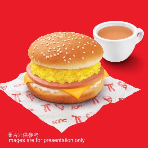 上午11時前：$22芝士火腿蛋包配熱飲