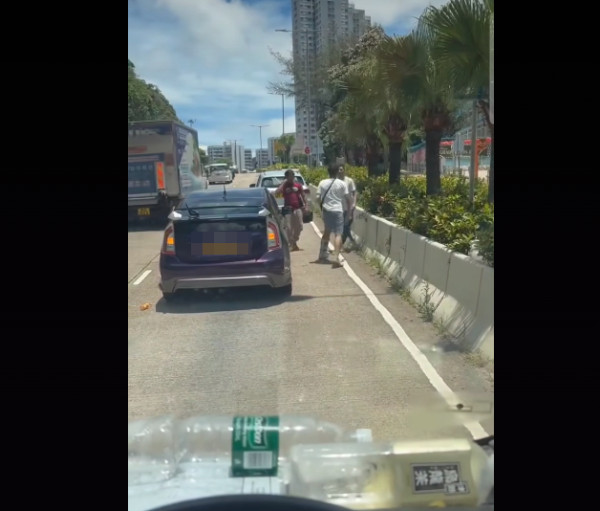 車cam直擊｜私家車相撞兩男落車互毆 左勾拳扭紋鎖難分難解 網民留言腦補親熱情節