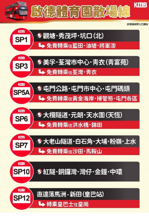 九巴加開7條散場路線