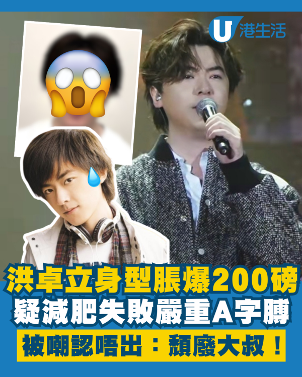 洪卓立疑減肥失敗身型脹爆200磅巔峰 嚴重A字膊被嘲認唔出：頹廢大叔！