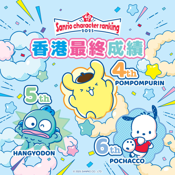Sanrio人氣角色選舉2025結果出爐！香港區Cinnamoroll蟬聯冠軍寶座