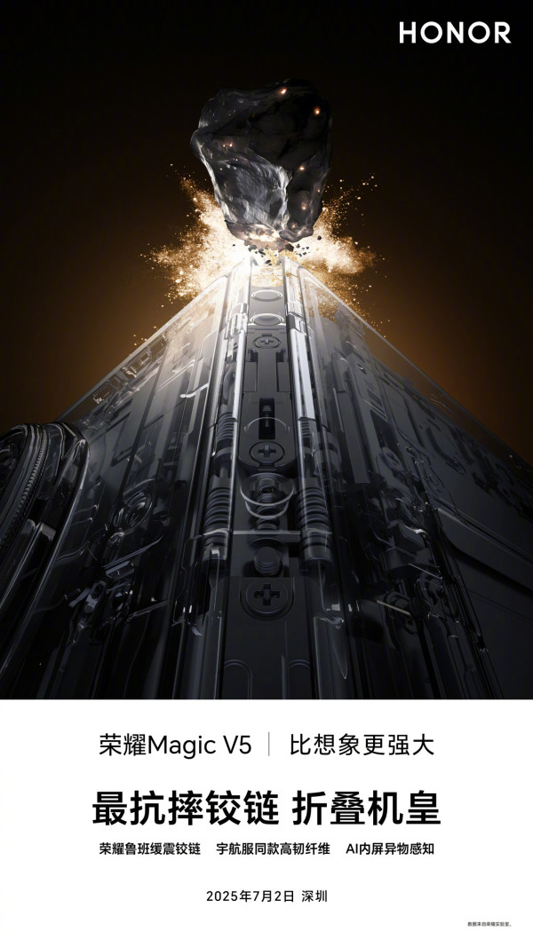 HONOR Magic V5 7月2日發佈，挑戰最薄摺疊機，硬撼 Samsung Fold 7【附7大熱門摺疊機厚度對比】