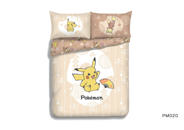 Pokémon卡通純棉印花床品套裝 (優惠價：單人/4呎雙人 /4呎半雙人/加大 $469 /件)產品尺寸：單人：150×225cm；雙人：180×225cm 1.8kg；150×225cm加大：203×225cm 2kg