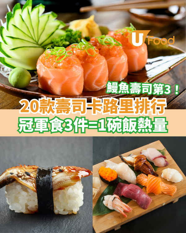 20款壽司卡路里排行榜 三文魚籽最低卡！冠軍食3件等於1碗飯熱量