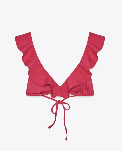 TRIANGLE BIKINI TOP WITH RUFFLE 原價$249.00 折後$124.00